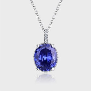 925 Sterling Silver Heart of the Ocean Pendant Necklace Luxury Blue Rhinestone Clavicle Chain Elegant Women Fashion Jewelry