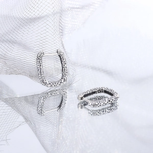 925 sterling silver hammered rectangle hoop earrings with vintage oxidation and reflections