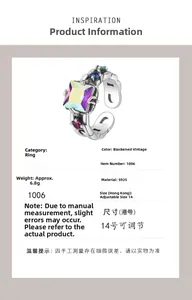 Detailed macro view of S925 sterling silver ring with colorful gems and vintage finish
