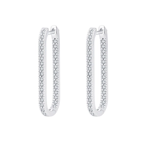 Elegant S925 sterling silver U-shaped hoop earrings with sparkling pave zircon stones