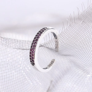 Bague ouverte en argent sterling S925 pour femmes avec zircons violets micro-pavés