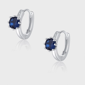 S925 Sterlingsilber Herz Des Ozeans Creolen Für Damen Süße Runde Blaue Strass 6-Krallen-Fassung Elegante Silber Schmuck