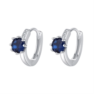 S925 Sterling Silber Creolen mit tiefblauem Zirkon und funkelnden weißen Schmucksteinen