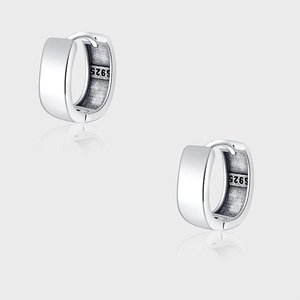 925 Sterling Silver Hoop Earrings For Women Minimalist Geometric Polished Retro Huggie Small Round Circle Accessory