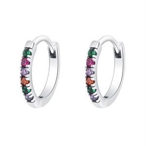 Créoles en argent vintage avec pierres de zircone colorées pour un look élégant