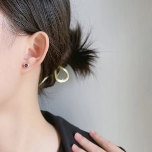 Boucles d'oreilles S925 argent fin avec zircon rouge vintage et fermoir à vis pour femmes