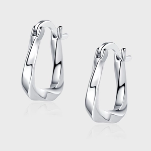 S925 Sterling Silver Geometric Twisted Hoop Earrings For Women Minimalist U-shaped High-end Polished Fashion Ear Jewelry