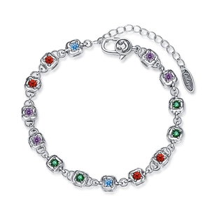 Vintage S925 Sterlingsilber Armband mit bunten Zirkonia Würfeln und Karabinerverschluss
