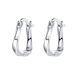 Polished S925 sterling silver geometric twist hoop earrings for women in minimalist style