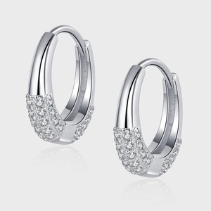 Boucles d'Oreilles Clous en Argent Sterling 925 Style Français Ovale Zirconia pour Femmes Électroplaqué Géométrique Bijoux de Mode