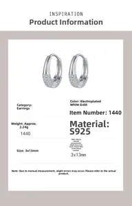 Spécifications détaillées des créoles ovales en argent S925 avec pavé de zircons