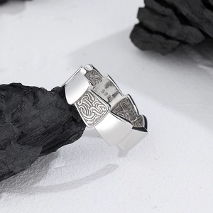 Bague en argent sterling S925 avec motifs d'écailles de dragon et surface polie