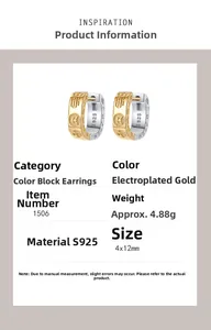 Detailed specs of S925 silver U-shaped earrings with gothic engravings and gold plating