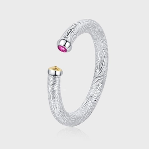 925 Sterling Silver Tang Grass Open Ring For Women Vintage Two-Tone Gold Silver Inlaid Rhinestone Adjustable Jewelry Ring