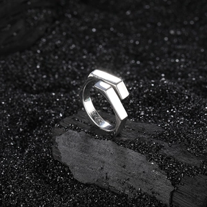 Minimalist S925 sterling silver geometric wrap open ring with polished finish
