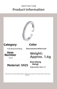 Detail of adjustable S925 sterling silver ring with enamel and pavé cubic zirconia