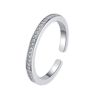 S925 sterling silver open ring with enamel inlay and pavé set cubic zirconia