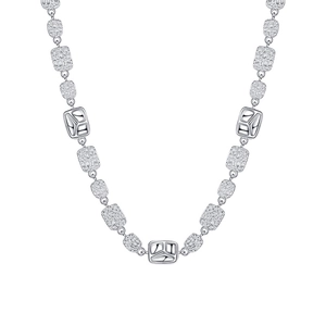 Modern s925 sterling silver square link chain necklace with a hammered texture finish