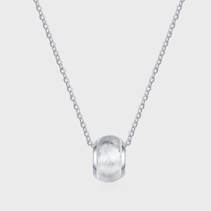 S925 Sterling Silver Minimalist Small Bead Necklace For Women Brushed Cylinder Bead Clavicle Chain Fashion Jewelry Accessory