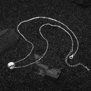 Minimalist S925 sterling silver bead necklace with brushed finish and lobster clasp
