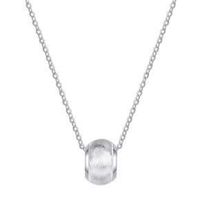Minimalist S925 silver necklace with a brushed finish round bead pendant on cross chain