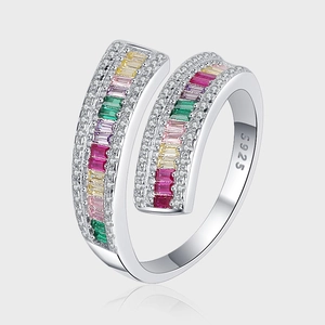 S925 Sterling Silber Bunte Zirkonia Verstellbarer Offener Ring Für Damen Minimalistischer Wickelring Mit Zirkonia Besatz