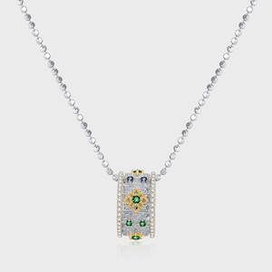 925 Sterling Silver Lucky Clover Pendant Necklace For Women Vintage Luxury Rhinestone Inlaid Fashion Commute Jewelry Gift
