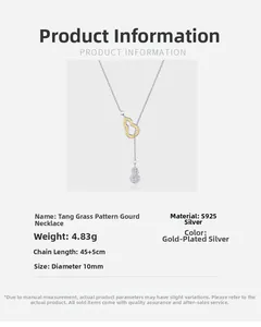 Detail showing S925 silver Tang Grass gourd pendant with size and weight measurements