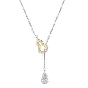 Elegant S925 sterling silver gourd pendant necklace with vintage vine pattern details