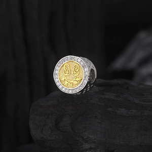 S925 sterling silver smile charm with gold-plated center and pavé zircon stones