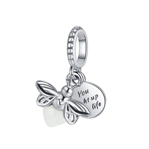 S925 sterling silver firefly pendant necklace with You light up life engraving