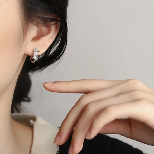S925 sterling silver hoop earrings with cubic zirconia and a green gemstone accent
