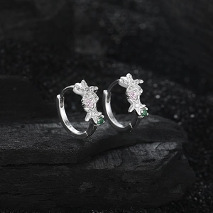 S925 sterling silver starfish earrings with colorful cubic zirconia in a modern design