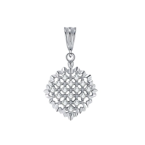 Pendentif cœur en argent S925 élégant avec texture mesh et zircons blancs incrustés