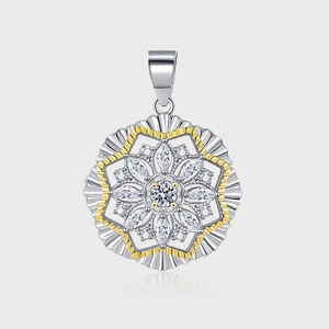 S925 Sterling Silver Two-Tone Snowflake Pendant Necklace For Women Hollow French Rhinestone Jewelry Elegant Shiny Charm Pendant