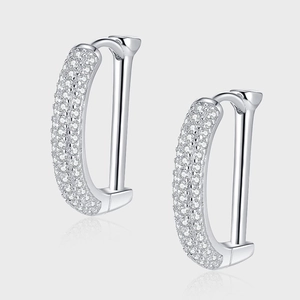 Orecchini a Cerchio in Argento Sterling 925 a Forma di Lettera D Con Strass per Donna Moda OL Gioielli Geometrici Pavé