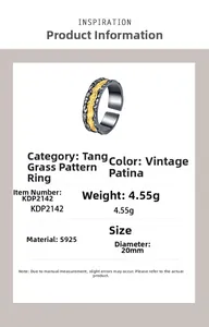 Detailed specs of S925 sterling silver mountain ring with vintage pattern engraving
