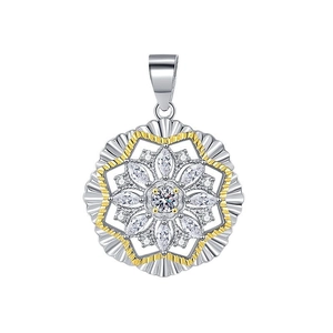 Luxurious S925 sterling silver snowflake pendant with two-tone gold plating and sparkling zircon