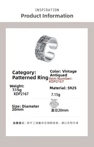 Detail view of s925 silver vintage floral ring with zircon micro-pave and antique finish