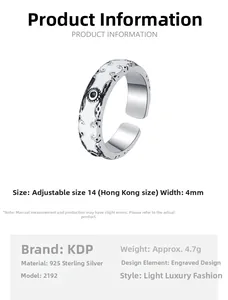 Detail of adjustable S925 sterling silver ring with white enamel and vintage patterns