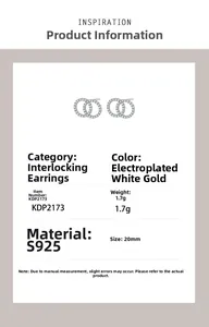 Detailed specs of s925 sterling silver interlocking circle earrings with pavé stones