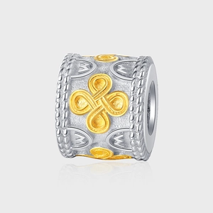 Pendentif Nœud Concentrique en Argent Sterling S925 Bicolore Or Argent Motif de Bon Augure Collier Bijoux pour Femmes