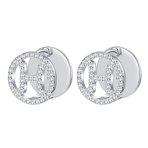 Boucles d'oreilles lettre H en argent S925 avec pavé de zircons étincelants