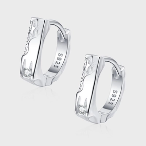 925 Sterling Silver Textured Stud Earrings Rhinestone Inlaid Irregular Minimalist Hoop Earrings For Women Men Niche Jewelry