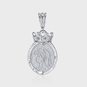 S925 Sterling silver mermaid texture crown pendant with elegant female portrait relief