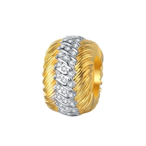 S925 sterling silver woven gold pendant with pavé diamonds and textured twisted design