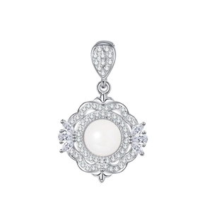 Elegant S925 silver lace pendant featuring white agate stone and sparkling cubic zirconia