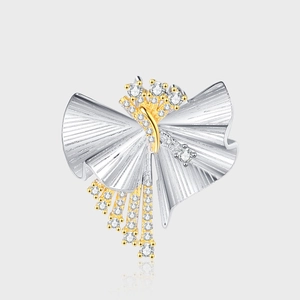 925 Sterling Silver Skirt Shaped Pendant Necklace For Women French Retro Two Tone Electroplated Rhinestone Brushed Jewelry