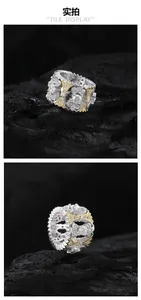 Macro detail of S925 lace hollow ring with pavé diamonds and vintage gold-silver contrast