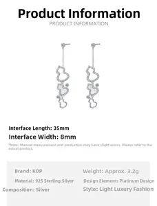 Detail view of S925 silver gourd drop earrings with dimensions 35mm by 8mm size